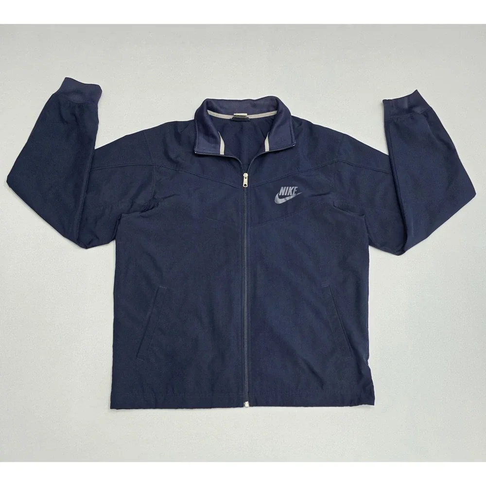 Nike Sportswear Navy Blue Full Zip Track Jacket Mens Lrg Mesh Lined Windbreaker